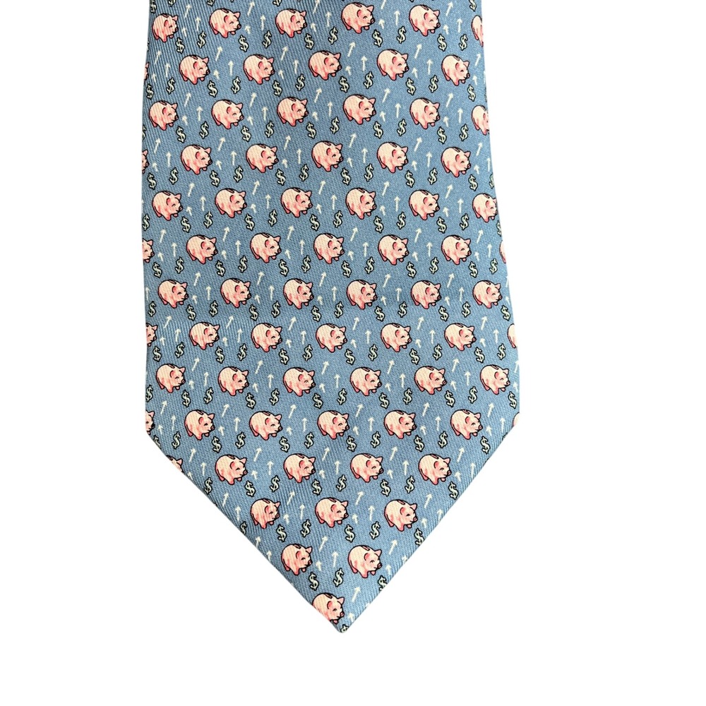 NWT Vineyard Vines Fidelity Capital Markets Piggy Bank Silk Tie Blue Finance